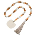 thumbnail image 1 of Halloween Fall Wood Bead Garland, QIDESHIP, 39 Inch Pumpkin Maple Leaf Tassel Garland with Jute Rope Plaid, Rustic Farmhouse Thanksgiving Decor for Mantel Door Table, Natural Wood Beads, 1 of 8
