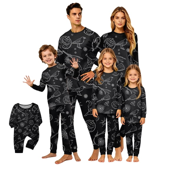 Halloween Family Matching Pajamas with Classic Pajama Set and Soft Womens Pajamas for Adult Holiday Celebration Wear and Group Photoshoot Gatherings Men XL