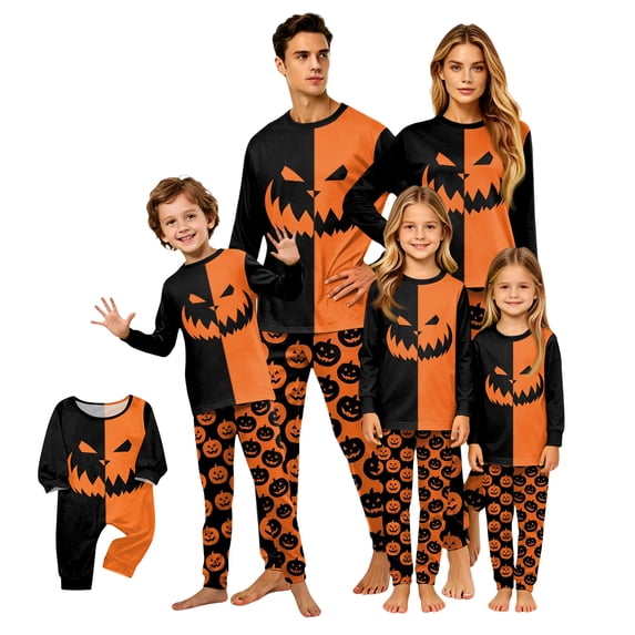Halloween Family Matching Pajamas Festive Holiday Sleepwear Casual Loungewear Comfortable Nightwear Apparel Outfits for Multi Size Whole Family Members Halloween Gifts Men M