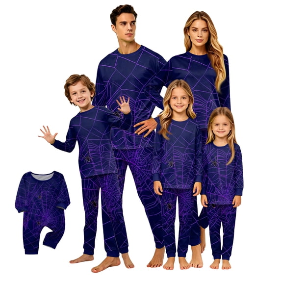 Halloween Family Matching Pajamas Sets, Halloween Family Loungewear, SpiderWeb Printed Holiday PJS, Halloween Soft Home Relaxing Night Clothes Matching Pjs Set, Holiday Party Home Wear