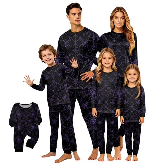 Halloween Family Matching Pajamas Sets, Halloween Family Loungewear, SpiderWeb Printed Holiday PJS, Halloween Soft Home Relaxing Night Clothes Matching Pjs Set, Holiday Party Home Wear