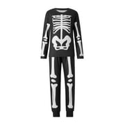 JXXIATANG Halloween Family Pajamas Adult Kids Skull Skeleton Print Long Sleeve Tops and Stretch Casual Pants Sleepwear