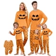 thumbnail image 1 of Halloween Family Pajamas Matching Set - 2 piece Pumpkin Face Print Long Sleeve Top & Pants Outfit,Casual Matching Family Halloween Pajamas for Xmas Celebration & Photos for 9 Months Pjs, 1 of 3