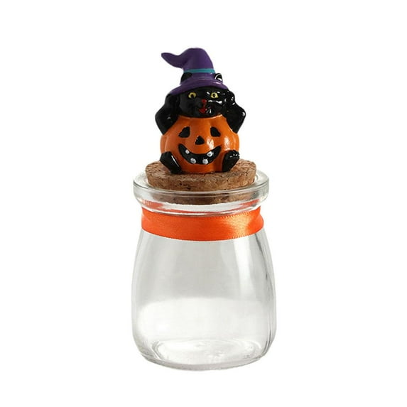 Halloween Fan Candy Jar Halloween Decorations Glass 3D Jars with B0U Pumpki