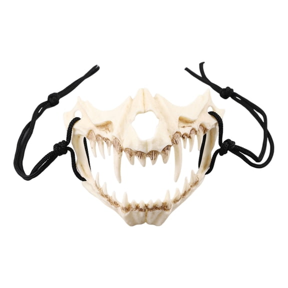 Halloween Fangs & Bone Mask Adjustable Elastic Mask Lightweight Party Prop for Anime Convention Themed Photoshoot