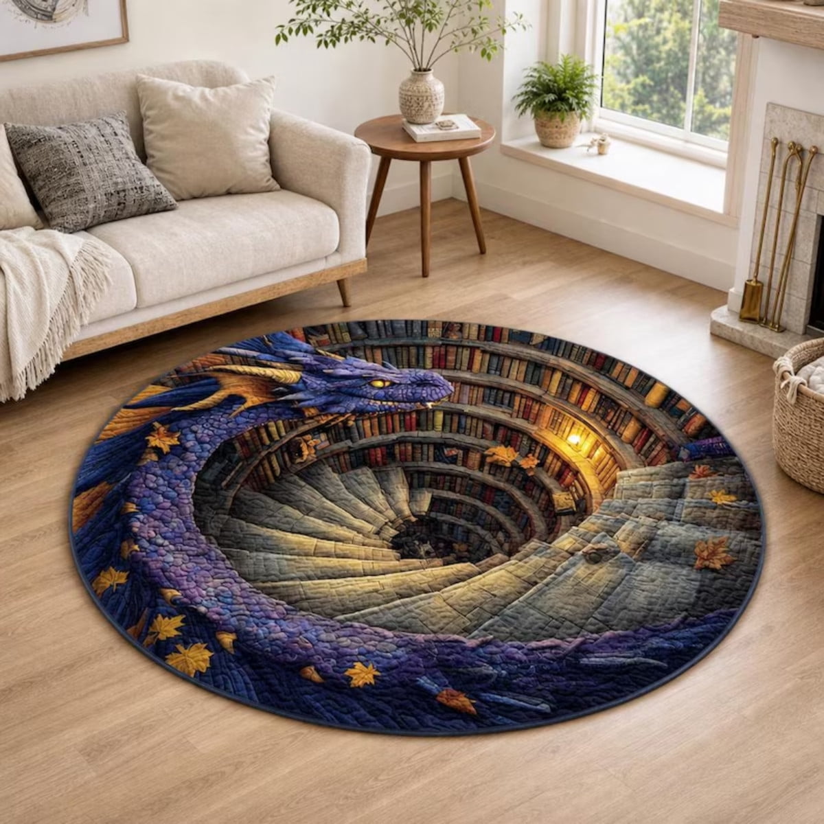 Halloween Fantasy Dragon Round Rug Library Decor - Walmart.com