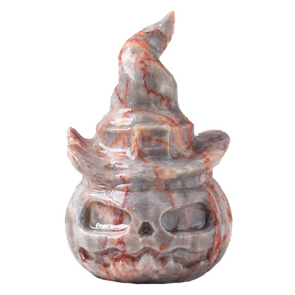 Halloween Faux Crystal Pumpkin Lantern Ornament Carving Gemstone Desktop Decor