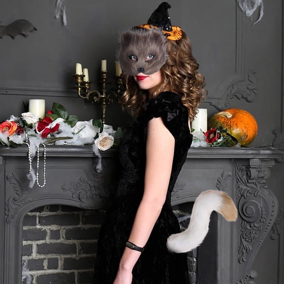 Halloween Tail Animal Themed Dress Up Accessory with Adjustable Waist Belt Strap Soft Plush Party Prop for Masquerade Carnival Halloween Party Fancy Dress