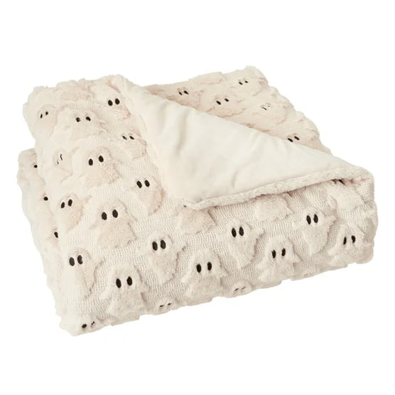 Halloween Faux Fur Throw Blanket Cozy Warm Plaid Plush Couch Sofa Bed Decor, Seasonal Festive Home Accent for Cool Evenings