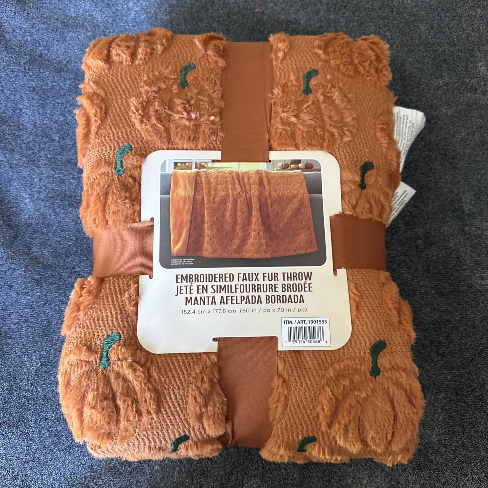 Halloween Faux Fur Throw with Halloween Embroidery, Cozy Warm ...