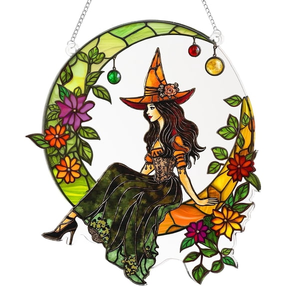 Halloween Faux Stained Glass Ghost Ornaments Acrylic, Halloween Decor Cute Suncatcher, Cute Ghost Gift for Book Lovers, Gothic Fall Decor for Window