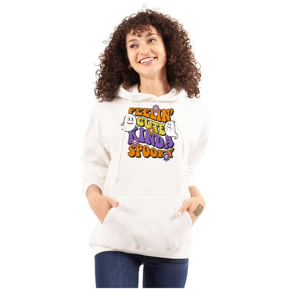 Halloween Feelin Cute Kinda Spooky Women Plus Size Graphic Pullover Hoodie Brisco Brands 3X
