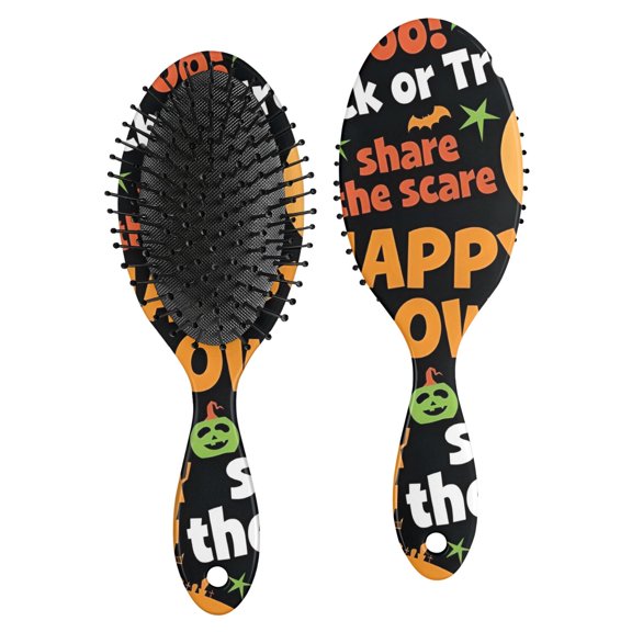 Halloween Festive Text Pattern Hair Brush,Girls Detangling Hair Brush,Glide Through Tangles with Ease for Wet & Dry Hair,8.8"X2.8"