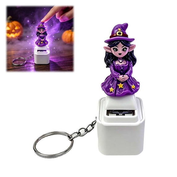Fidget Button Key Chain Halloween Fidget Clicker Keychain, Multi-Design LED Light & Sound ...