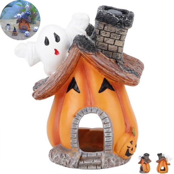 Halloween Figurine Decorations Resin Stone Halloween Figurines Set Gravestone Pumpkin Statue for Resin Crafts Desktop Ornament Halloween Decor