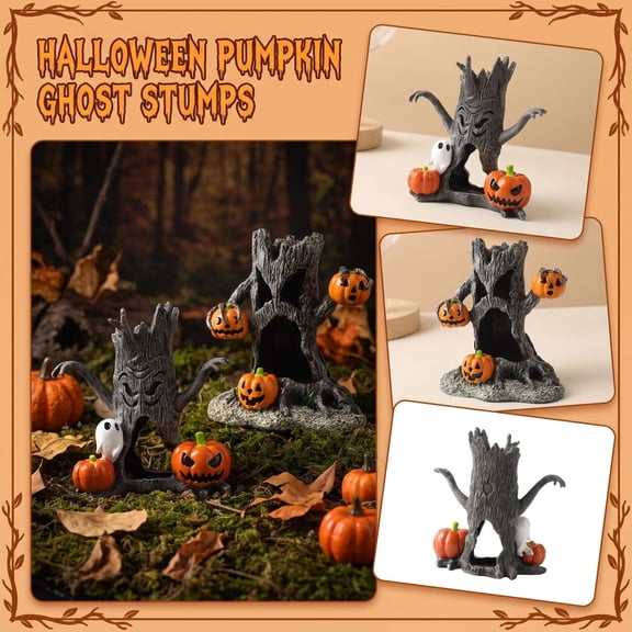 Halloween Figurine Spooky Haunted Tree Tabletop Decoration with Ghost Decor and Pumpkin Decor Indoor Outdoor Halloween Decor Resin Halloween Party Display for Home Holiday Gifting