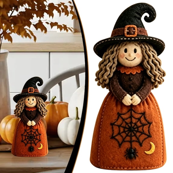 Halloween Figurine Witch Statue Fall Tabletop Decor for Home Holiday Party Indoor Display