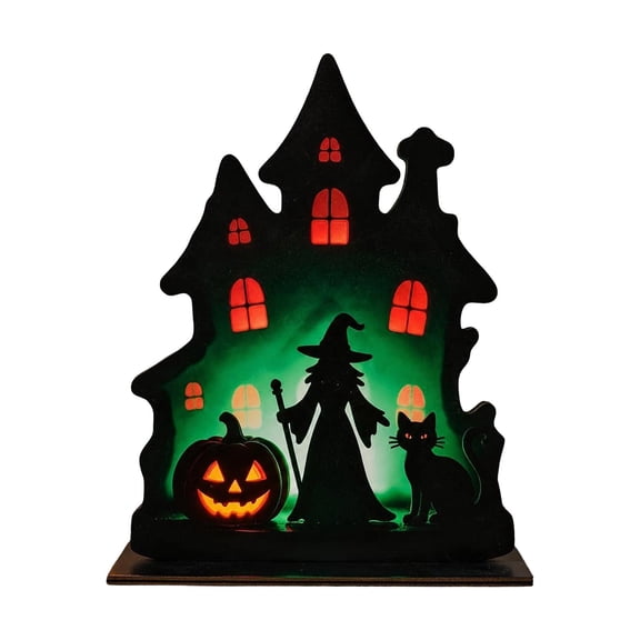 Halloween Figurines Wooden Witch Pumpkin Desktop Ornament For Home Fall Seasonal Tabletop Festive Decor