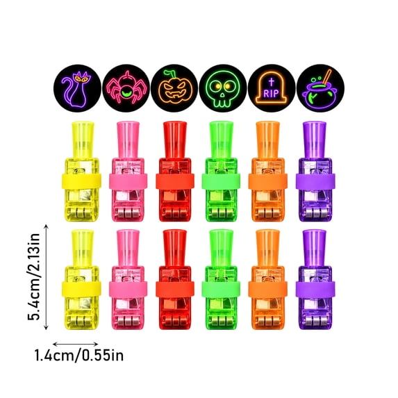 Halloween Finger Projector Lights Mini Spooky Pattern Projection LED Ring for Kids Bright Glow Party Favors Goodie Bag Fillers Trick or Treat Toys Classroom Rewards,B-12PCS