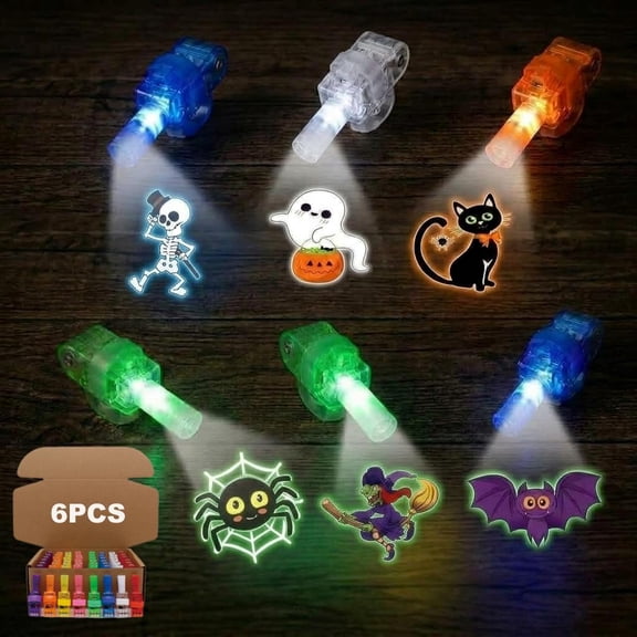 Halloween Finger Projector Lights Party Favors for Kids LED Projection Ring,Mini Colorful Light up Finger Light Bulk Glow in the Dark Decor Goodie Bag Stuffers Gift for Rewards