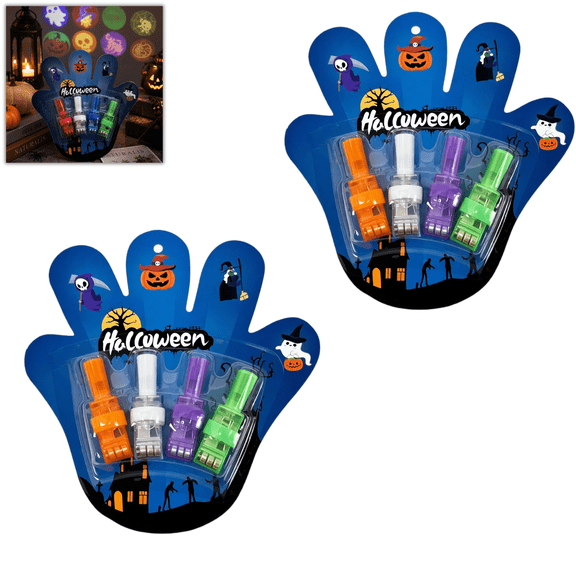 Halloween Finger Projector Rings, Halloween Finger Lights, Halloween Toys Mini Pattern LED Lights Party Favors, 2Pack Glowing Toys for Goodie Bags Stuffers and TrickorTreat Classroom Treats