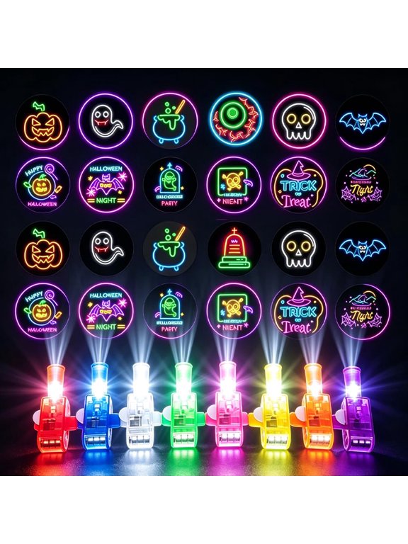 Halloween Finger Projector Rings, Halloween Finger Lights LED Party Favors Random Pattern, 12PCS