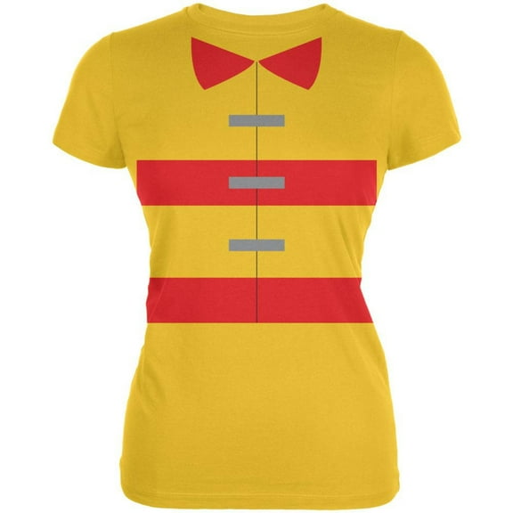 Halloween Fireman Costume Bright Yellow Juniors Soft T-Shirt - Medium