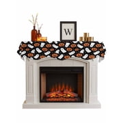 Halloween Fireplace Mantel Scarf, Decorative Mantel Runner for Fireplace, Spooky Ghosts Horror Pumpkin Star Dots Scarf Drape Tablerunner for Living Room, Holiday Christmas Decor 60''x17''
