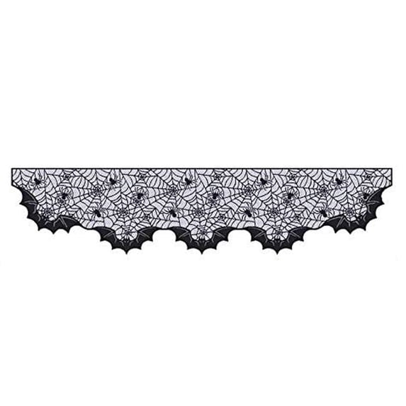 Halloween Fireplace Mantle Scarf,Lace Spider Web Irregular Edge for Home Fireplace Mantel Living Room