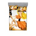 thumbnail image 1 of Halloween Fitted Sheet & Pillow Sham Set, Witch on a Broom Kitten and Moonlight Themed Colors October, Decorative Printed 6 Piece Bedding Decor Set, Queen, Multicolor, by Ambesonne, 1 of 3