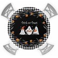 thumbnail image 1 of Halloween Fitted Tablecloth for Round Table,Trick Or Treat Quotes Table Cover with Elastic Edge Waterproof Table Cloth,Pumpkin Ghost Face Black White Plaid Table Covers for Kitchen Indoor 36-44in, 1 of 6