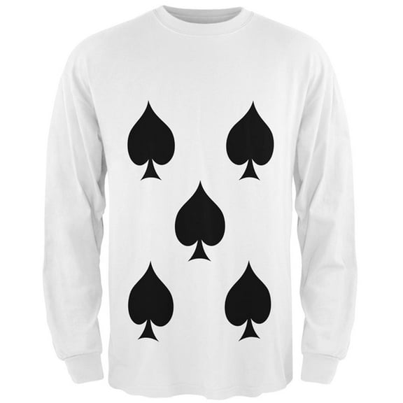 Halloween Five of Spades Card Soldier Costume All Over Mens Long Sleeve T Shirt Multi MD