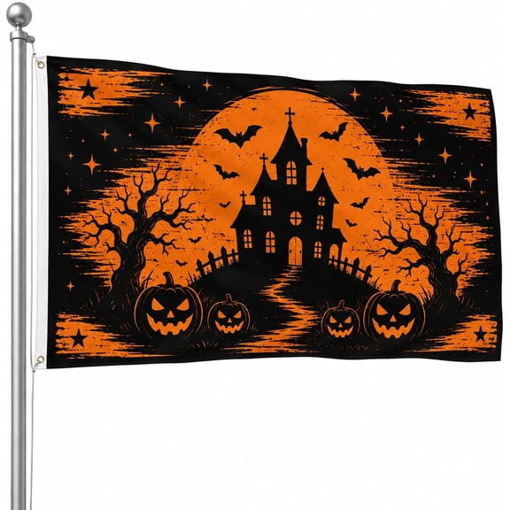 Halloween Flag 3x5 Ft, Double-Sided Scary Pumpkin Flags | Single-Layer Polyester with Mirrored Reverse Print for Porch, Yard, Garage, Wall, Party and Indoor Outdoor Halloween Decorations