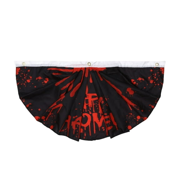 Halloween Flag Banner, Polyester Half Fan Flag with Hanging Loops, Indoor Outdoor Decoration for Yard, Porch, Fence, Gate, and Wall Décor