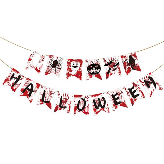 Halloween Flag Decorations – Festive Paper Party Banners for Home, Bar & Photo Booths, Spooky Themed Holiday Decoration Set