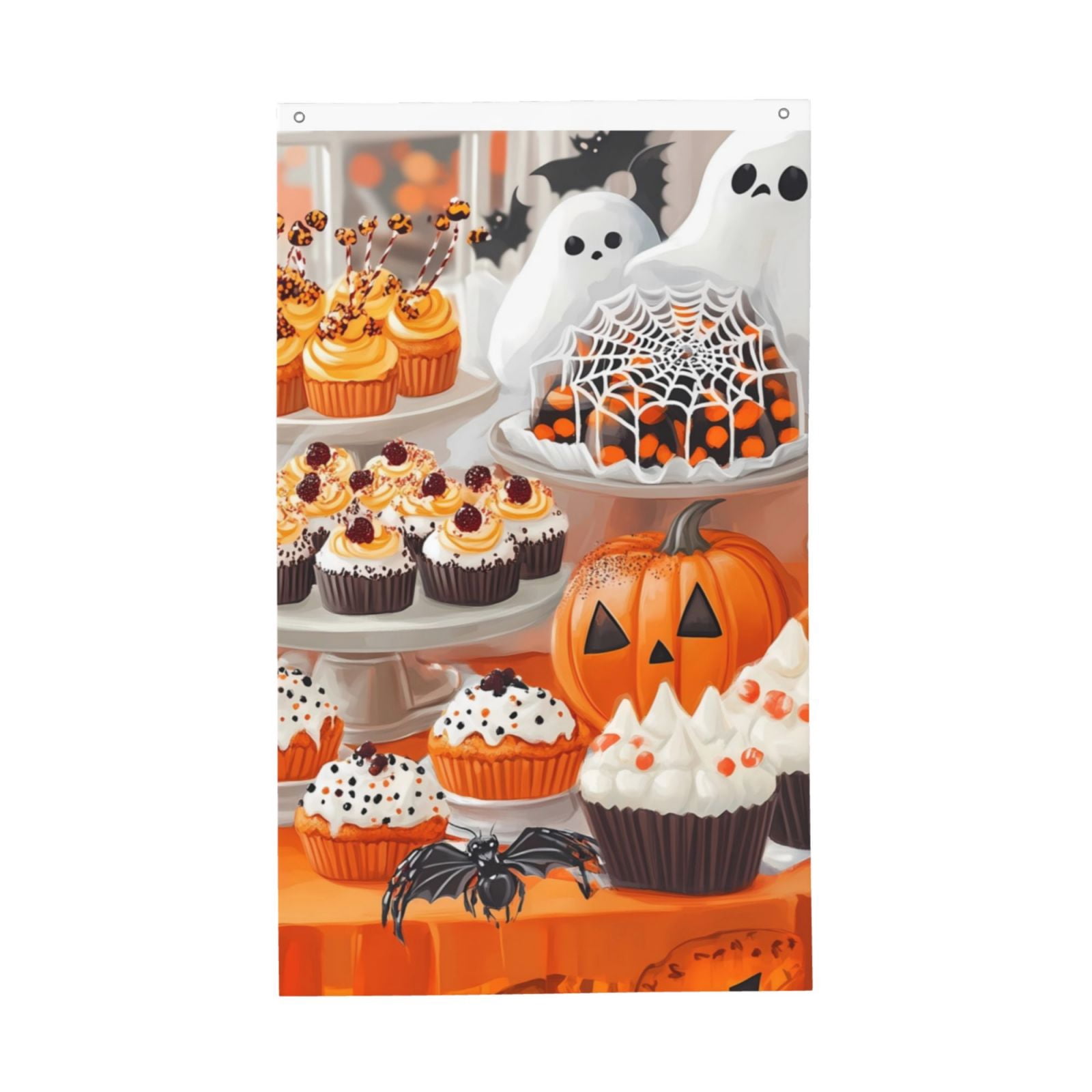 Cute Halloween Garden Flag – Ghost & Pumpkin Trick-or-Treat Design, 28x40 Inch, 3-Layer Blockout 3 thumbnail image