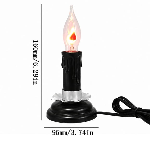 Halloween Flame Candle With Lotus Base, Tall And Short Electric Candle Decor, Plug In Flickering Flame Lamp For Halloween Party