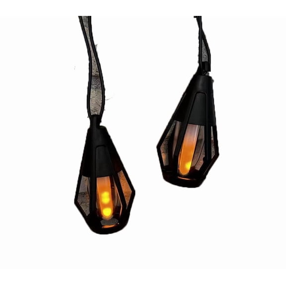 Halloween Flame String Lights Solar Powered Flickering LED Mini Lights Black Plastic 10-Pack For Outdoor Decor