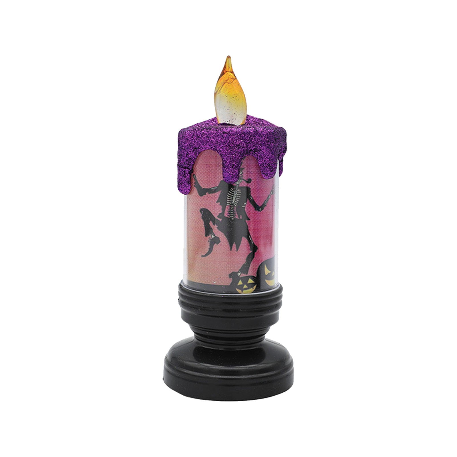 Halloween Flameless Candle Halloween LED Glitter Candles with Skeleton