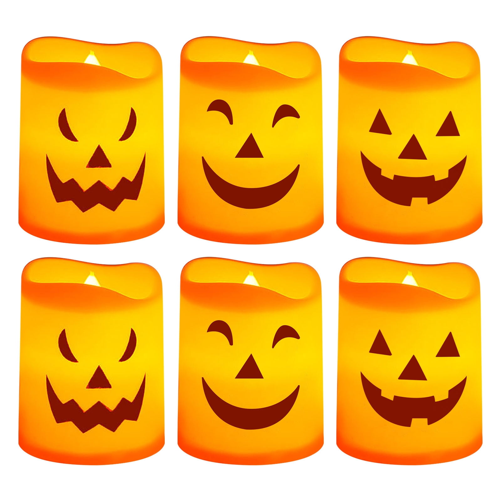 Halloween Flameless Candles, Battery Operated LED Flickering Battery Pillar Candles, Spooky Fall Halloween Festival Party Decoration for Indoor Halloween Decorations Home Halloween Decor, 6Pcs