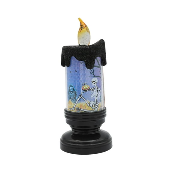 Halloween Flameless Candles - Battery Operated LED Flickering Candles Spooky Decor, Glitter & Sparkle Pillar Candles for Halloween Party, Home, Table Centerpiece, Desktop Decoration