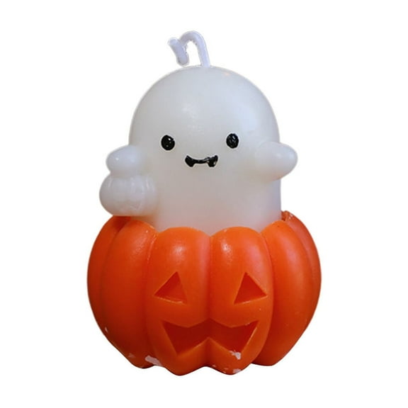 Halloween Flameless Candles, Cute Spooky Pumpkin Ghost Candles Flickering Wick Real Wax Halloween Candles for Gifts