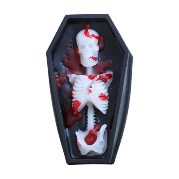 Halloween Flameless Candles, Novelty Spooky Skeleton Coffin Candles Flickering Wick Real Wax Halloween Candles for Gifts