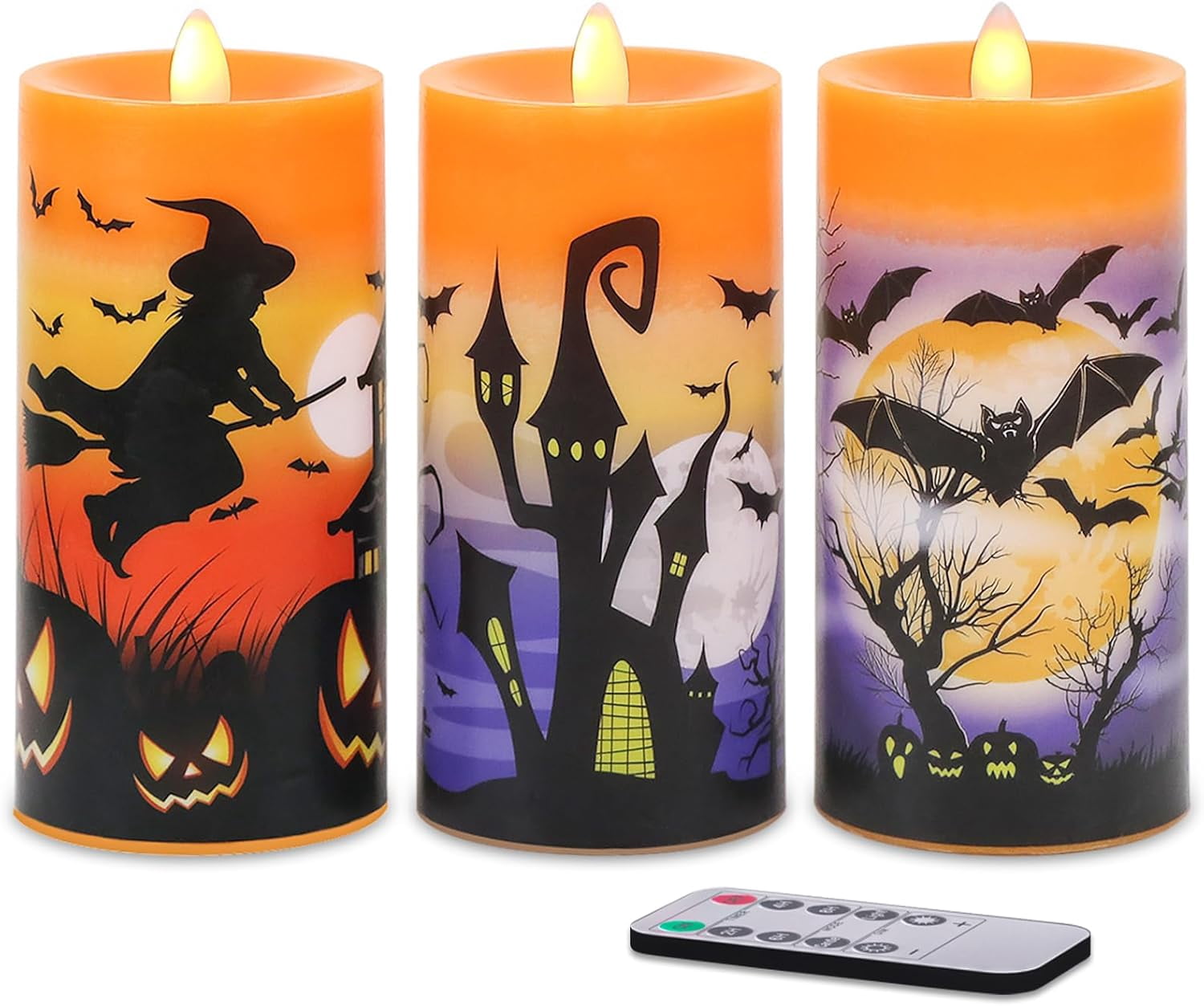 Halloween Flameless LED Candles Battery Operated with Remote Timer ...