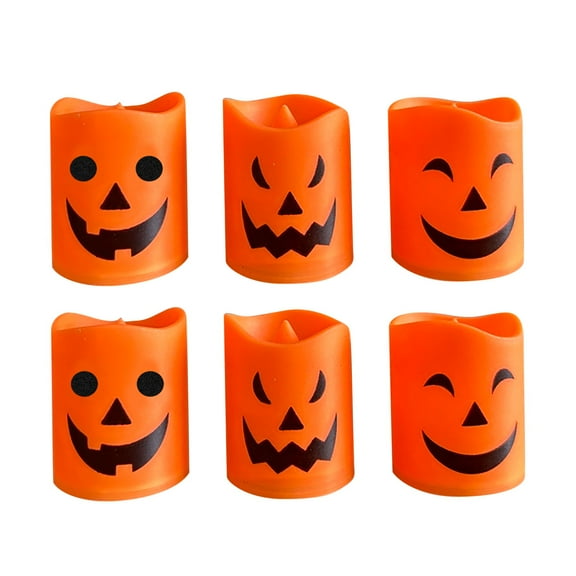 Halloween Flameless LED Candles Battery-Powered Flash Pillar Candles Pumpkin Design for Holiday Party Decorative Set Safe for Kids Pets
