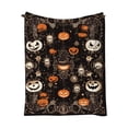 thumbnail image 1 of Halloween Flannel Blanket, Pumpkin and Skull Pattern Soft Warm Throw Blankets for Sofa Bed Chair, Halloween and Fall Winter Supplies, 1 of 6