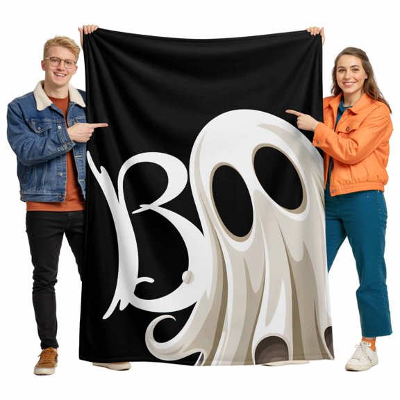 Halloween Flannel Blanket for Bed,Travel and Camping, Ghost Abstract Super Soft Cozy Blanket for All Seasons 50"x60"