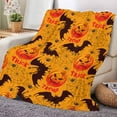 thumbnail image 1 of Halloween Flannel Throw Blanket, Bat & Pumpkin Pattern Orange Festive Blankets for Bed, Couch or Halloween decorations 27.55x39.37Inch Multicolor, 1 of 5