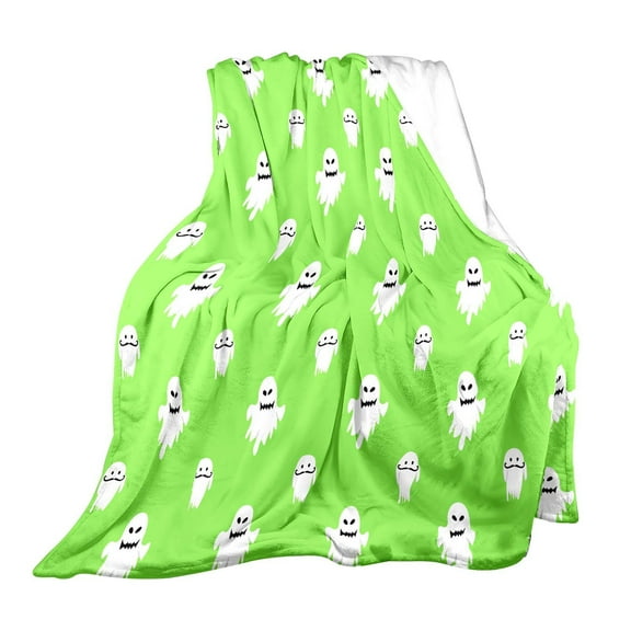 Halloween Flannel Throw Blanket – Cute Multi Expression Ghost Pattern Blankets– 40x51nch Festive Blanket for Couch or Bed