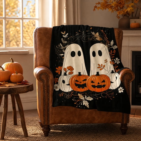 Halloween Fleece Blanket 51x39in Soft Flannel Throw for Couch Bed, Plush Cozy Blanket with Halloween Print, Lightweight Warm Decorations Gift by OVFUIZ
